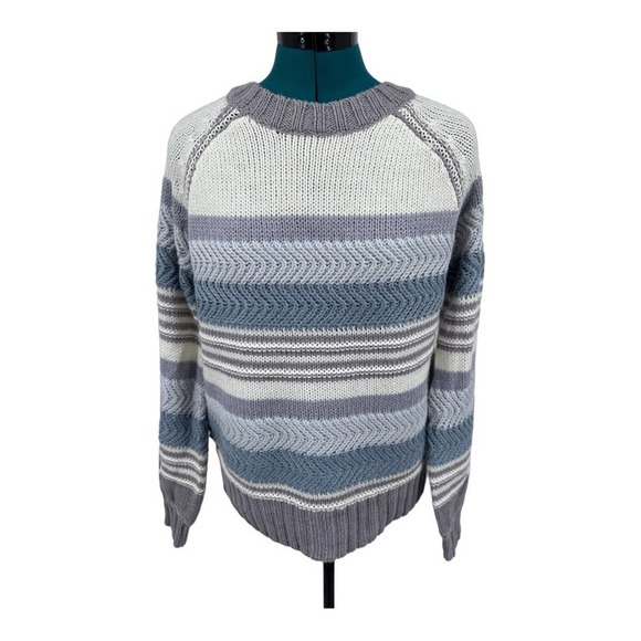 VICI oakwood striped wool blend crewneck raglan balloon knit sweater NWOT - Picture 5 of 8